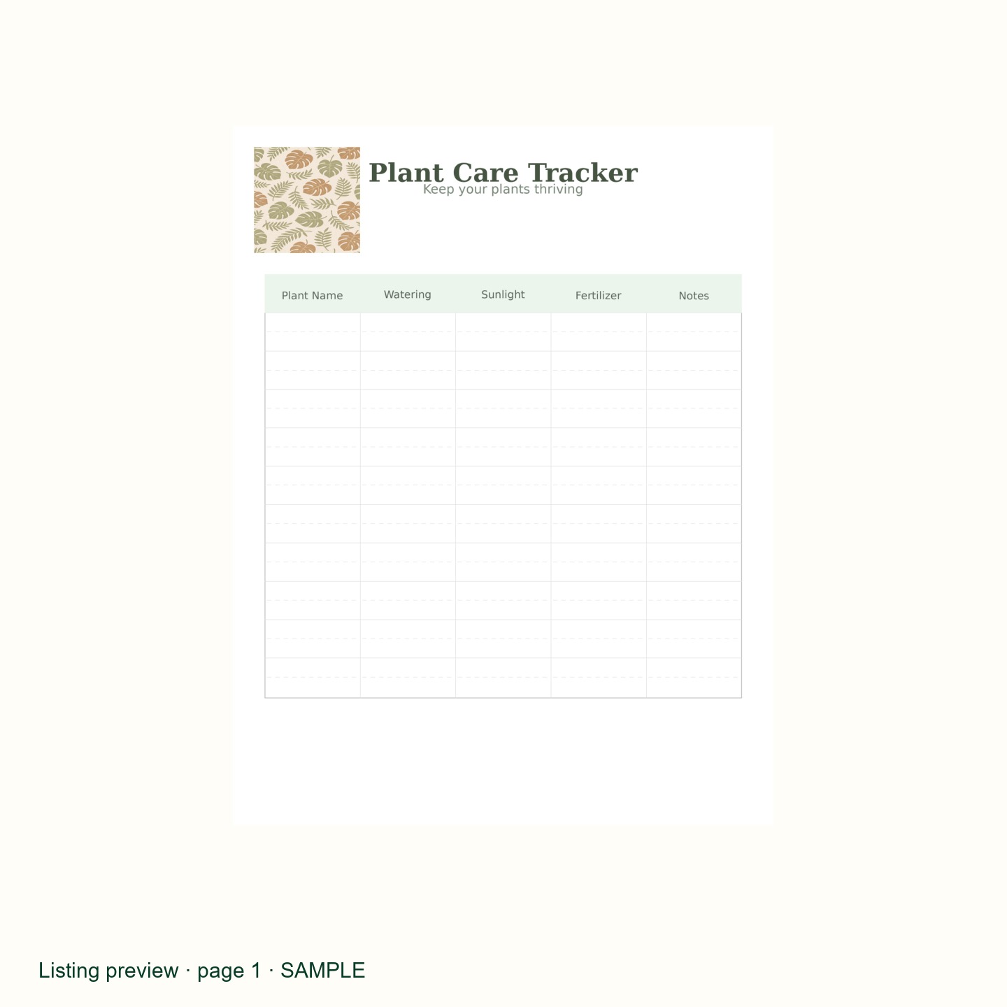 Plant Care Tracker Printable, Boho Houseplant Watering Schedule, Indoor Garden Log PDF Digital Download listing preview