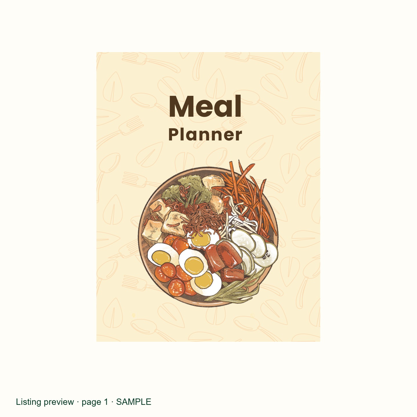 Weekly Meal Planner Bundle: Family Menu, Grocery List (PDF Download) listing preview