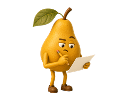 Printable Pear mascot thinking over a request note